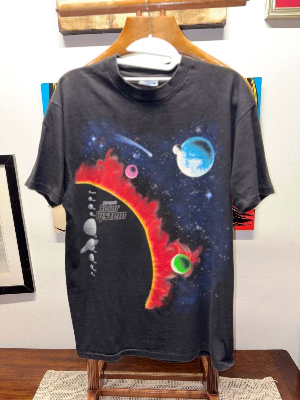 Vintage Dynamic Solar System T-Shirt Black Space Graphic Tee